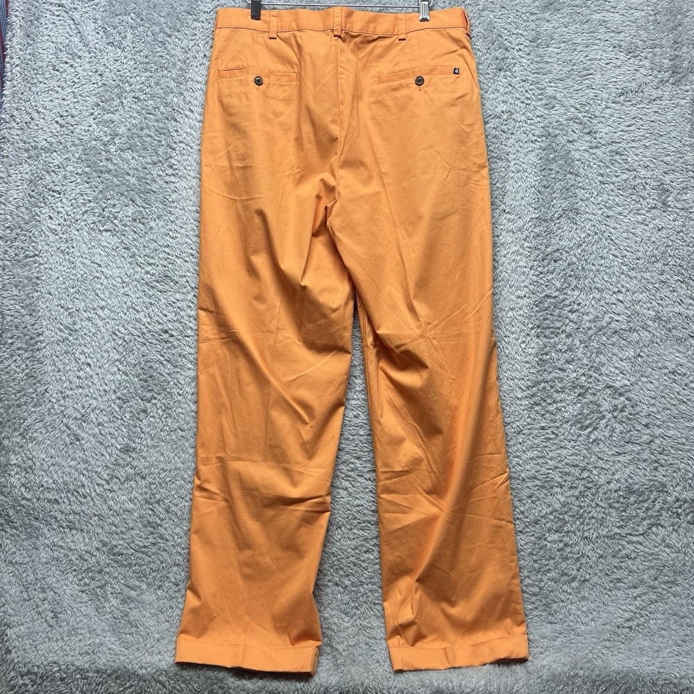 Brooks Brothers Pants Men 35x32 Orange 346 Pleated Straight Cotton Casual Preppy